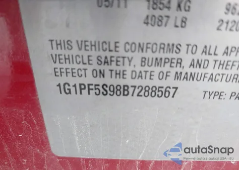 2011 Chevrolet Cruze 1Lt z USA, uszkodzony, nr VIN 1G1PF5S98B7288567